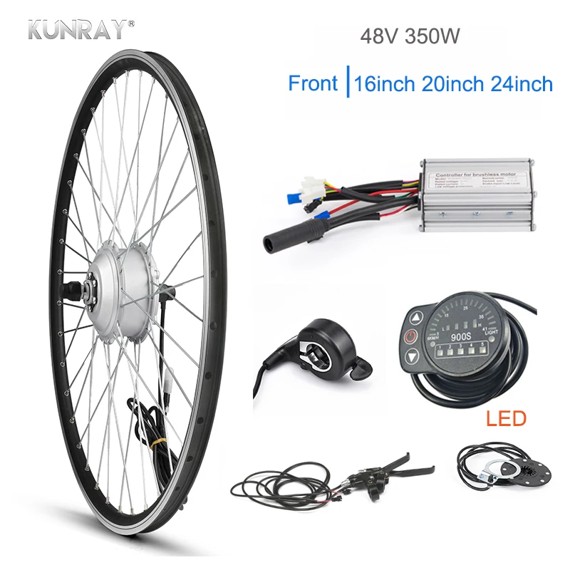 Excellent KUNRAY 48V 350W Electric Front Motor Wheel Brushless Gear Hub Motor KT BLDC Controller LCD3 Display 20 inch ebike Conversion Kit 2