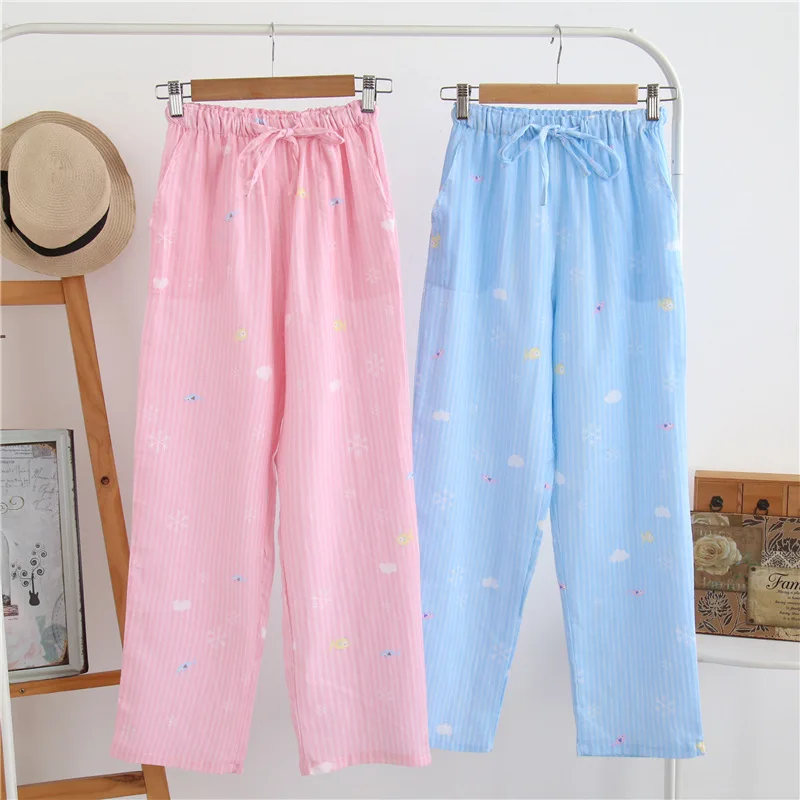 Для женщин Пижама дно плед печати весна-осень хлопковые пижамы Штаны Для женщин s пижамные штаны для мужчин женская одежда для сна; Пижама со штанами A649