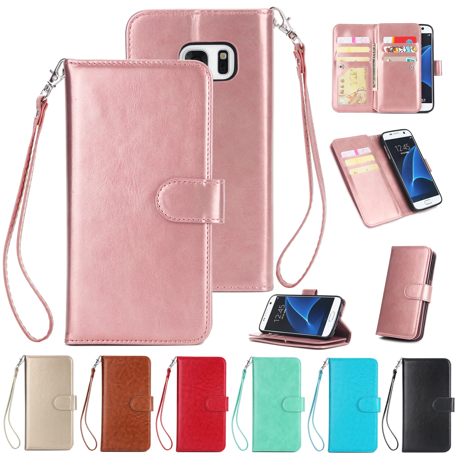 

Hxairt Luxury Wallet Case For Samsung Galaxy S7 S7 Edge S8 S9 Case Cover Flip Leather Phone Case Samsung Note9 Mobile Phone case