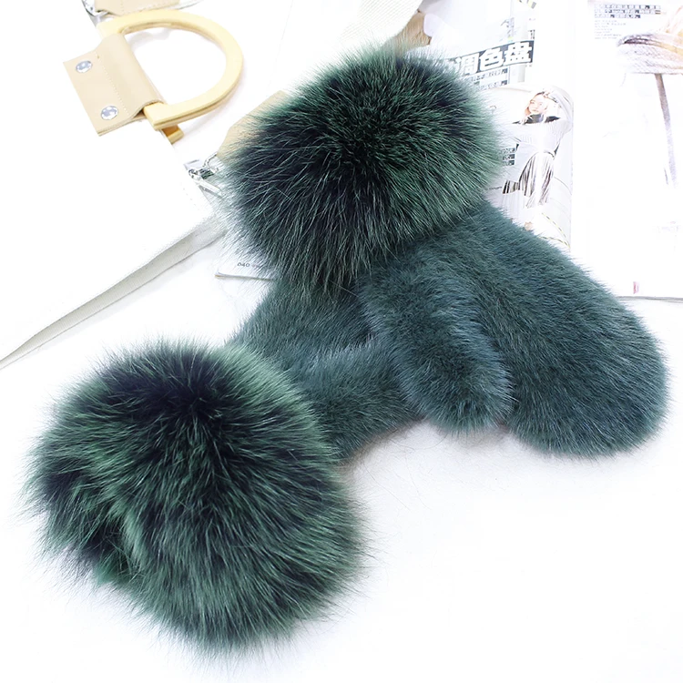 MIARA.L 2018 high quality large fox fur cuff whole skin mink fur weave fur glove female warm mittens for wholesale in Winter