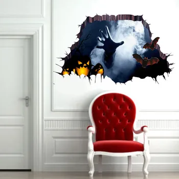 

2018 wall sticker 3D Happy Halloween Household Room Floor Wall Sticker Mural Decor Decal Removable adesivo de parede