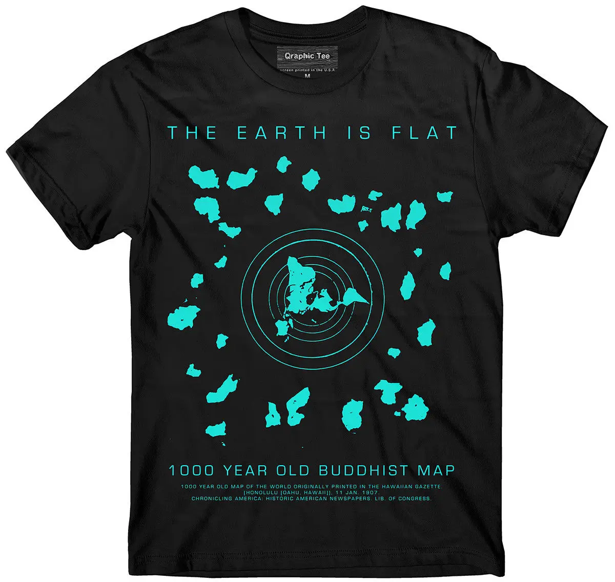 

2019 Fashion Flat Earth T-Shirt, Buddhist Map, Earth Is Flat, Firmament Unisex Tee