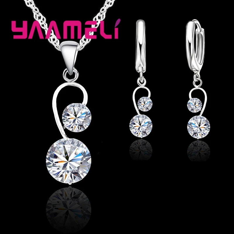 

YAAMELI New Drop Earrings Pendant Necklace Women Girls Fashion 100% 925 Sterling Silver Jewelry Accessory Free Shipping