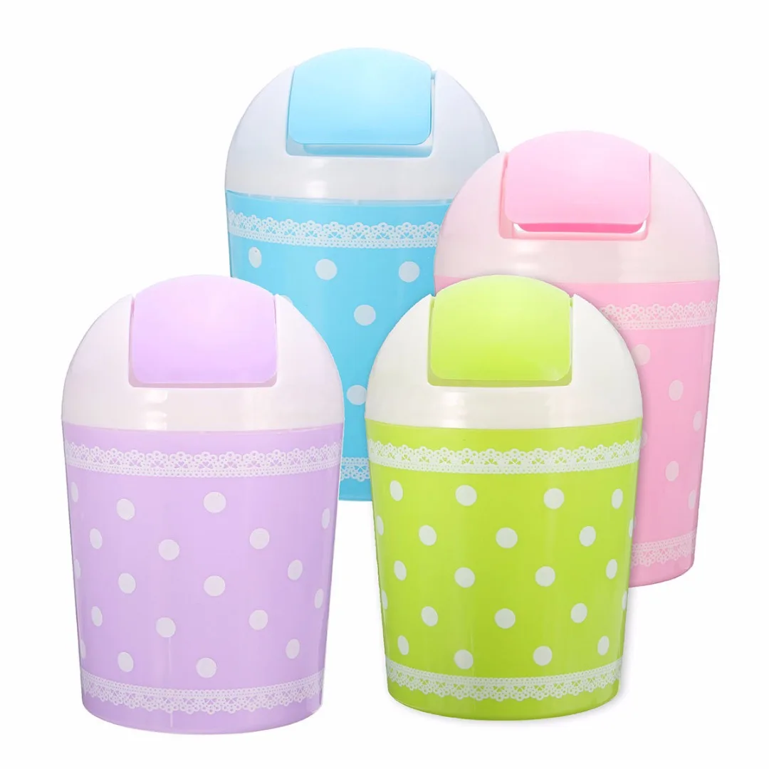 1pc PP Mini Plastic Car Table Dustbin Trash Can Waste Container Rubbish Bin Box Basket