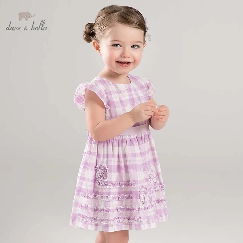 Dave bella/платье в стиле Лолиты для девочек; Детская летняя одежда для дня рождения и свадьбы; Детские костюмы в клетку; милая детская одежда; DBA6676