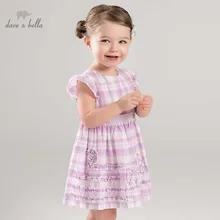 Dave bella/платье в стиле Лолиты для девочек; Детская летняя одежда для дня рождения и свадьбы; Детские костюмы в клетку; милая детская одежда; DBA6676
