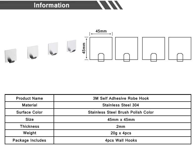 Buроскошная ванная комната 3 м самостоятельно клеящийся для полотенец и крючок для халата матовый из нержавеющей стали 4 шт. вешалка крючки