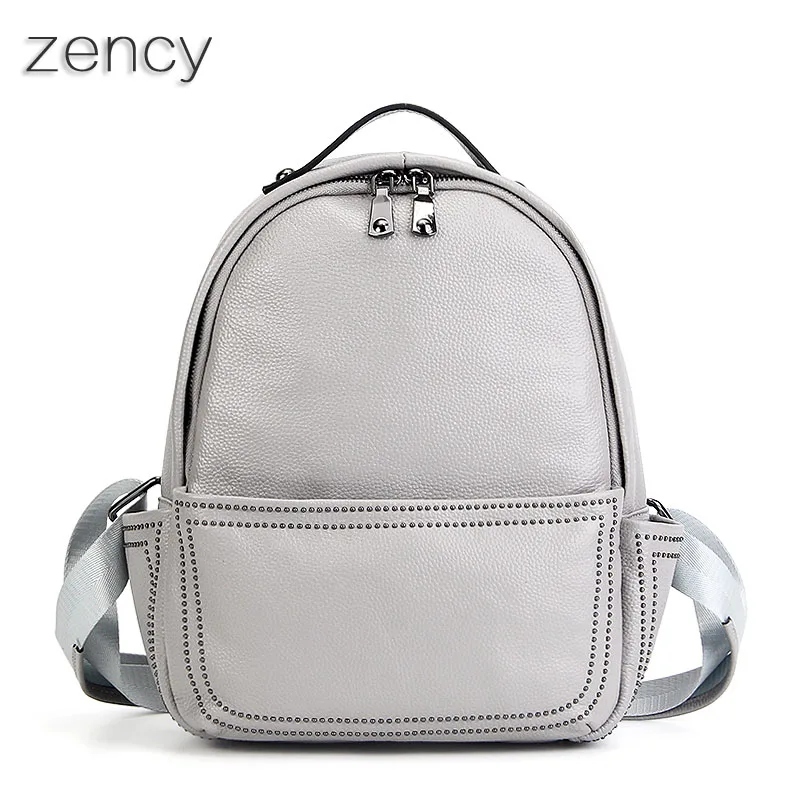 Zency Genuine First Layer Cow Leather Women s Backpacks Ladies Backpack Top Layer Cowhide Mochila