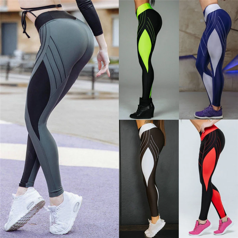 

Women Yoga Pants Mid Elastic Fitness Sport Leggings Tights Slim Running Yoga Athletic Pants Training Trousers #4JU12