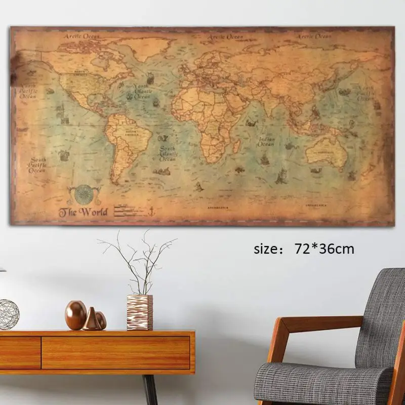 

Nautical Ocean Sea world map Retro old Art Paper Painting Home Decor Sticker Living Room Poster Cafe Antique Poster