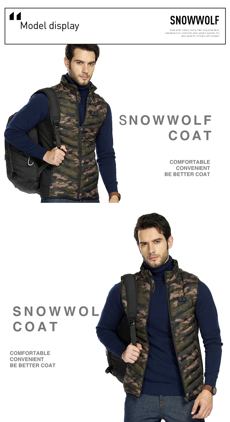 Homens ao ar Fibra de Carbono Snowwolf Livre Infravermelho Aquecimento Colete Jaqueta Inverno Elétrico Vestuário Térmico Tático 2020 Usb 16 Cheap Colet. trilha