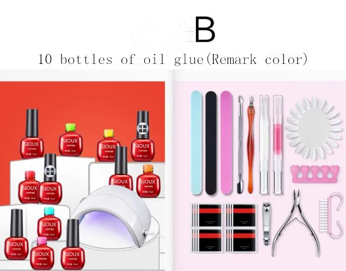 Гель-лак для ногтей, маникюрный костюм, акриловые кончики для дизайна ногтей, жидкий буфер, блеск, деко, инструменты, полный набор для женщин, аксессуары для украшения, инструменты - Цвет: B