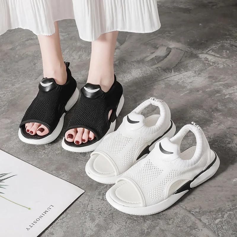 

Thick bottom sports sandals female summer 2019 new wild student fairy wind cake shoes tide comfortable fashion shoes