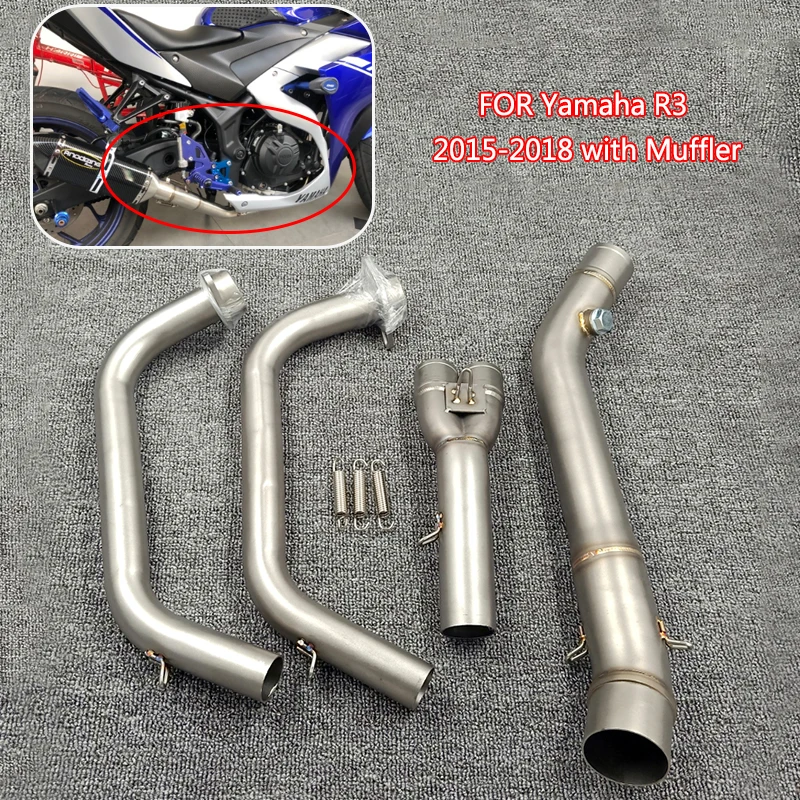 

YZF R3 R25 MT-03 Muffler Exhaust System Link Front Pipe Tube 304 Stainess Steel Slip On for Yamaha 2014-2018 MT03 MT 03 R3 R25