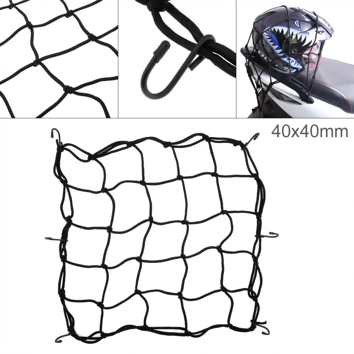 6 Hooks Hold Down Travel Cargo Goods Luggage Mesh Motorcycle Helmet Net Network