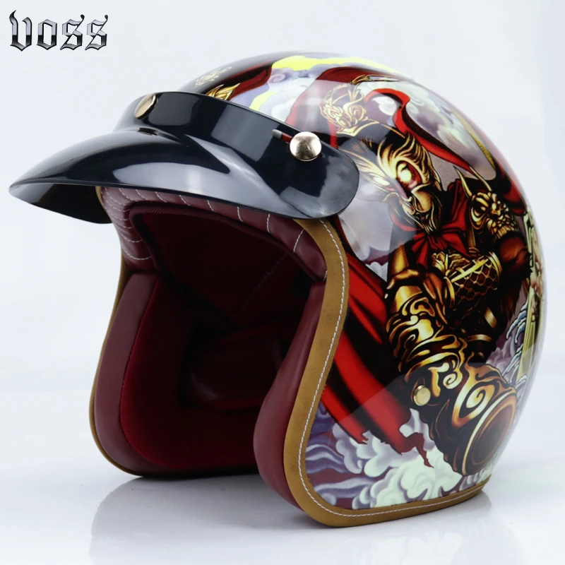 

VOSS motorcycle vespa helmet vintage open face 3/4 helmet inner visor motocross jet retro capacete casque moto helmet DOT 052-B