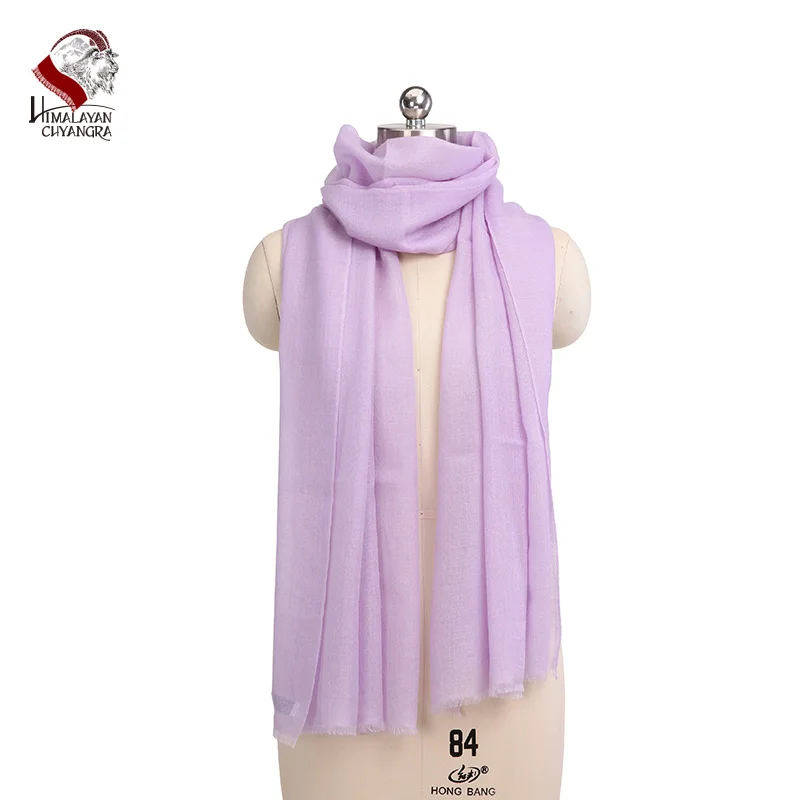 Ультра тонкий непальский кашемир/Пашмина сплошной цвет синий шарф шаль глушитель с фабрики мягкие и удобные - Цвет: Light Purple