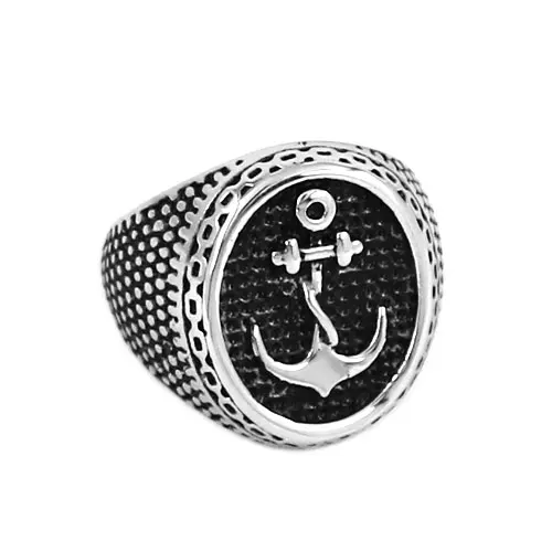

Classic Anchor Signet Biker Ring Stainless Steel Jewelry Punk Motor Biker Skull Men Ring Wholesale SWR0679