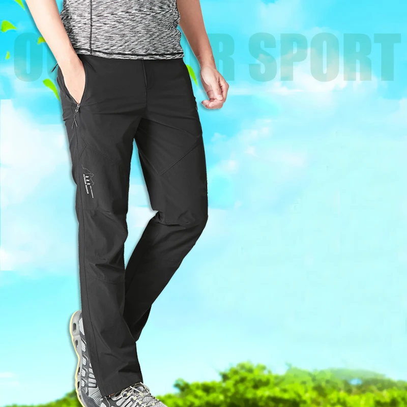 Hombres verano al aire libre senderismo transpirable hombres de secado rápido pantalones de elasticidad impermeable Trekking caza pantalón masculino L-5XL