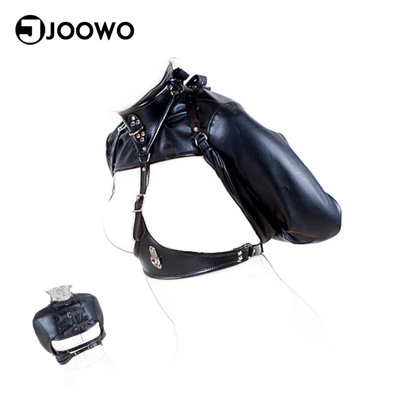 

Women's Black Locking Straitjacket Top Sex Bondage Restraint Belt Open Breast Erotic Kinky Fetish Sex Toys for Adult Games