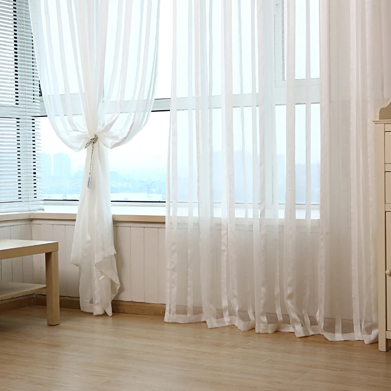 Новые современные вертикальные шторы в полоску, Тюлевая ткань для спальни, оконная занавеска для подкладки, прозрачная вуаль, занавеска