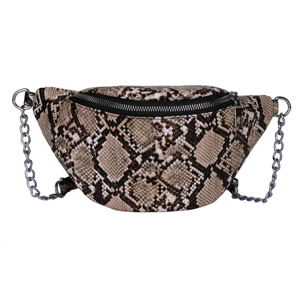 Snake Print Shoulder Bag Female Handbags Waist Chain Women PU Leather ...