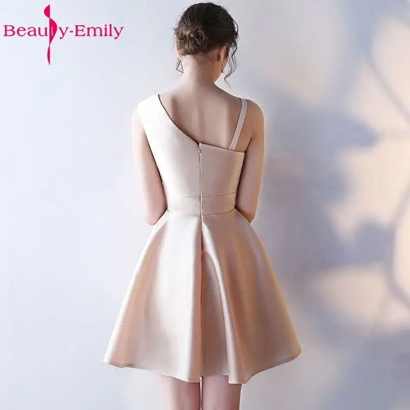 Beauty Emily Champagne A-Line Sexy Short Evening Party Prom Dresses 2022 Girl Dresses Sleeveless Formal Occasion Evening Gowns silver prom dresses