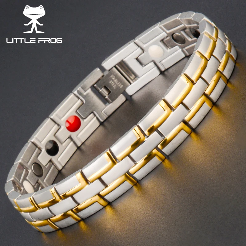 

LITTLE FROG Drop Ship Healing Magnetic Bracelet MAn/Woman 316L Stainless Steel Germanium Gold Bracelets Bangles Trendy Jewelry