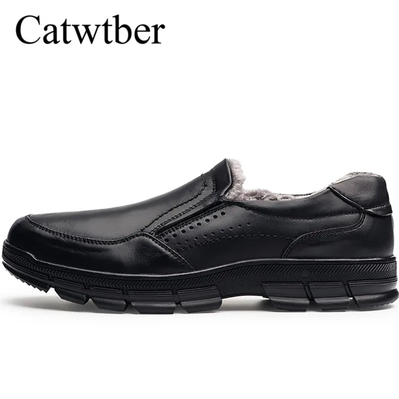 

Catwtber Designer Causal Shoes Men Wide Warm Winter Leather Loafers Flats Slip On Moccasins Male Sneakers Oxford Shoes Luxury