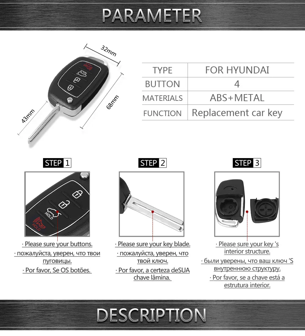 KEYYOU 4 кнопки Флип складной пульт дистанционного ключа оболочки Брелок чехол для HYUNDAI Mistra Santa Fe Sonata Tucson Accent I30 I40 I45