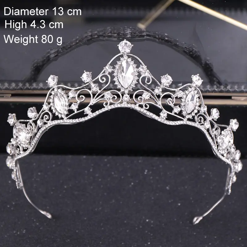 Модные женские серебряные ободки с кристаллами и короной для невесты, диадемы и короны принцессы, свадебные украшения для волос, аксессуары для головы - Окраска металла: Silver