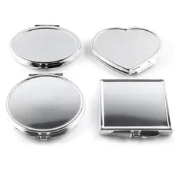 Новый Нержавеющая сталь металла составляют Портативный складное зеркало Мини Компактный косметическое зеркальце для Для женщин