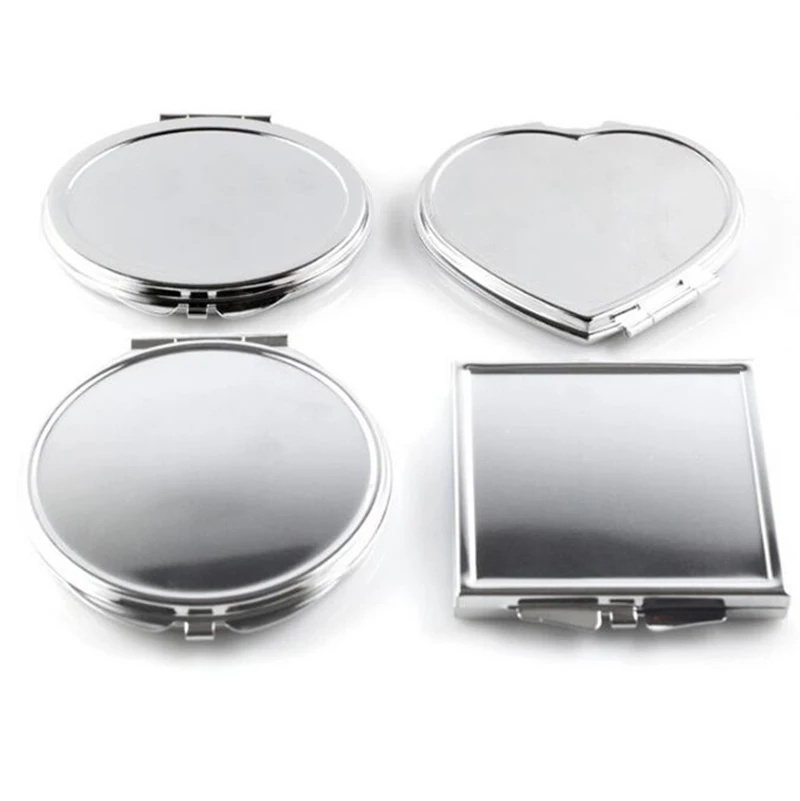 New Stainless Steel Metal Make up Portable Folding Mirror Mini Compact