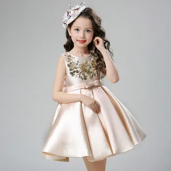 

2017 New Girl Palace Dress Elegant Bowknot Flower Princess party Dress Children's Wear baby flower girl birthday wedding dress