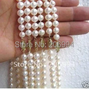 

Wholesales 6pc 7-8mm white freshwater pearl necklace pearl Jewelry fashion jewellery, free shipping