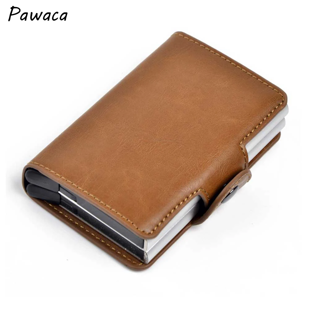 

Men Card Wallet ID Card Holder Unisex Antitheft Metal Wallet Double-layer push Automatic Pop up Credit Card Coin Purse