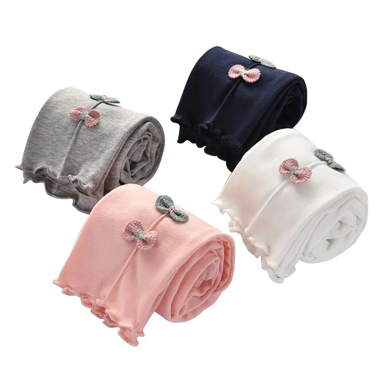 

Kids Baby Leggings Elastic Waist Girls Pants Solid Embroidery Trousers Infant Leggings