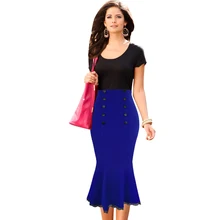 Vfemage, новинка, Женская винтажная пинап, элегантная, высокая талия, тонкая, праздничная одежда для работы, Русалка, карандаш, облегающая, облегающая, миди юбка, 1327