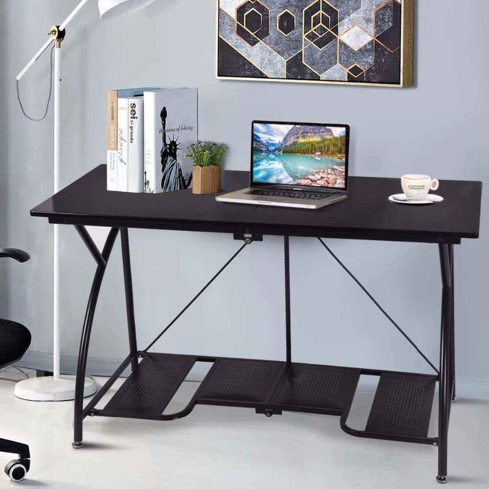 ^Cheap Goplus Modern Folding Computer Desk Home Office Study PC Writing Table Portable Simple Modern Furniture Black Desks HW52227