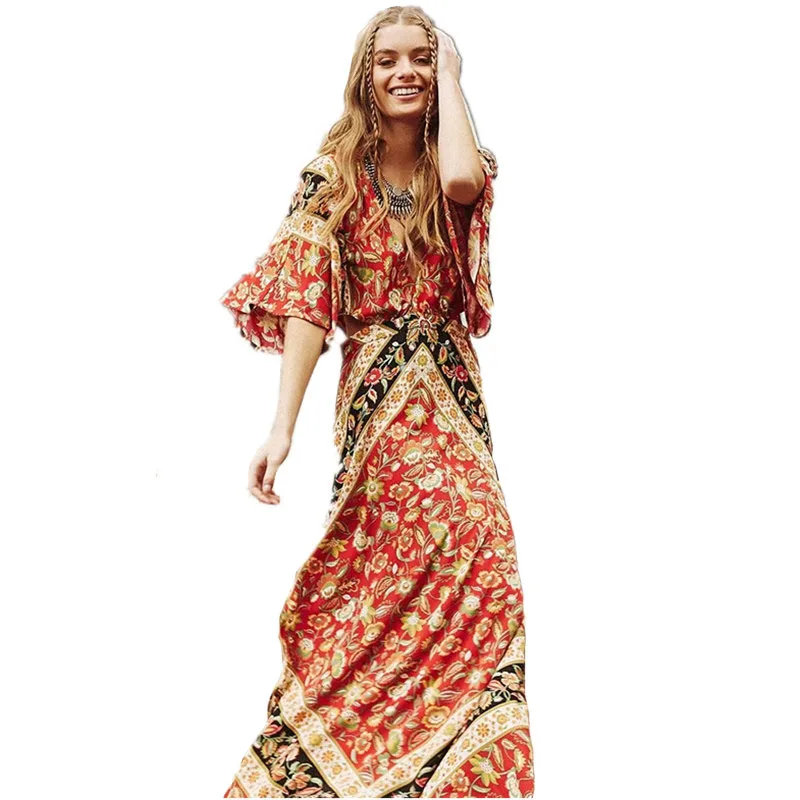 Cotton Ethnic Floral Print Beach font b Dresses b font Bodycon font b Dress b font