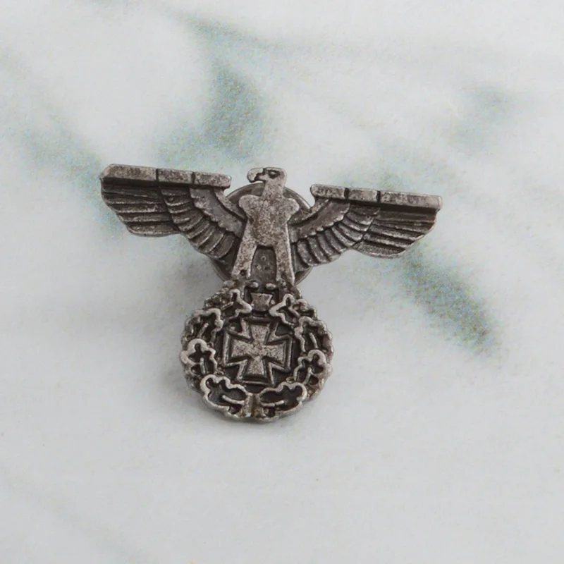 

Antique Silver Third Reich Period German Veteran Association logo pin Cap Eagle Military Cross Pin Cap Badge Cockade brooches