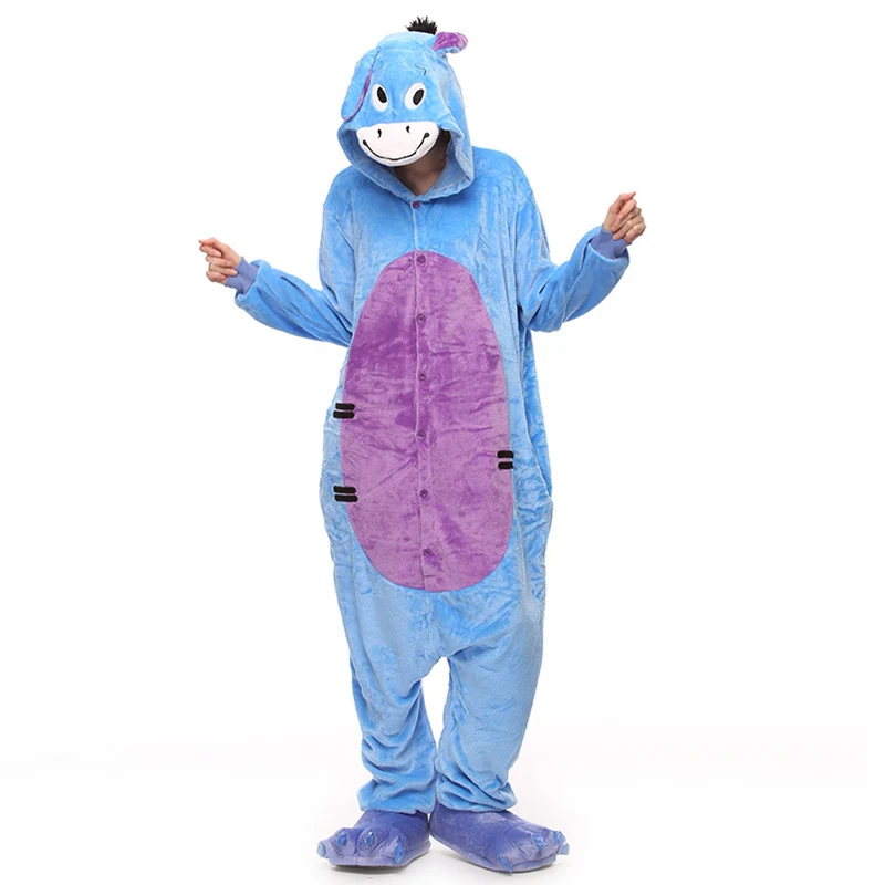 Funny Donkey unisex adults flannel animal Pajamas warm cosplay Pijama Onesies Pyjamas women
