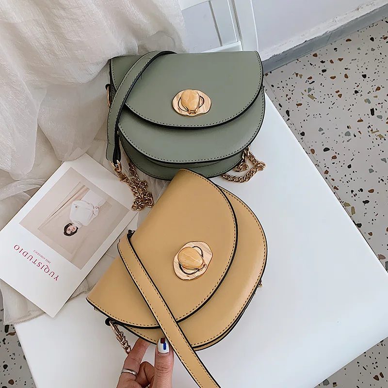 

2019 Fashion Retro Saddle Simple Chain Women Small Cute Messenger Bag Flap Lady Handbag Brand Designer Crossbody Shoulder Bag