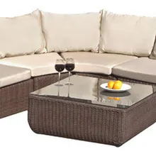 Роскошная мебель 7 шт Открытый коричневый Плетеный секционный диван набор