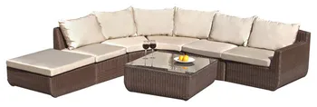 

Luxury Furniture 7pc Outdoor Brown Wicker Sectional Sofa Set