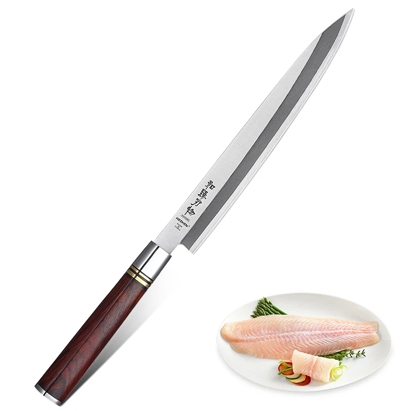 HEZHEN суши Кухня Нож X5Cr15MoV нержавеющая сталь высокое качество 240~ 300 мм японский Gyuto филе рыбы нож палисандр ручка - Цвет: 240mm Blade