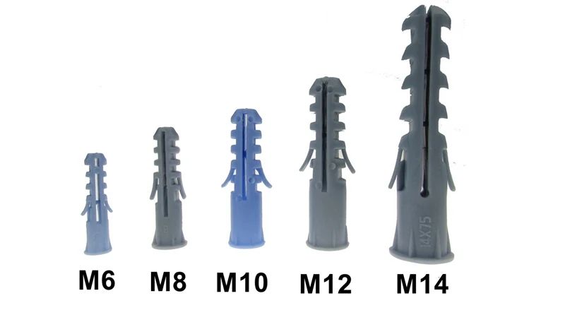 50 шт. 25 шт. M6 M8 M10 M12 M14 пластиковые расширительные настенные вилки винтовой анкер без Стального Винта комплект