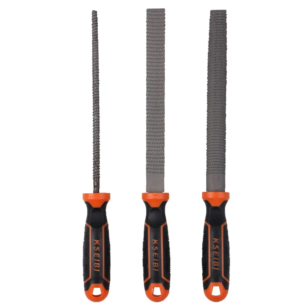 

KSEIBI 311695 High Carbon Rasp File Set W Rubber Soft Handle Quality 3Pcs Wood file set 8 Inch