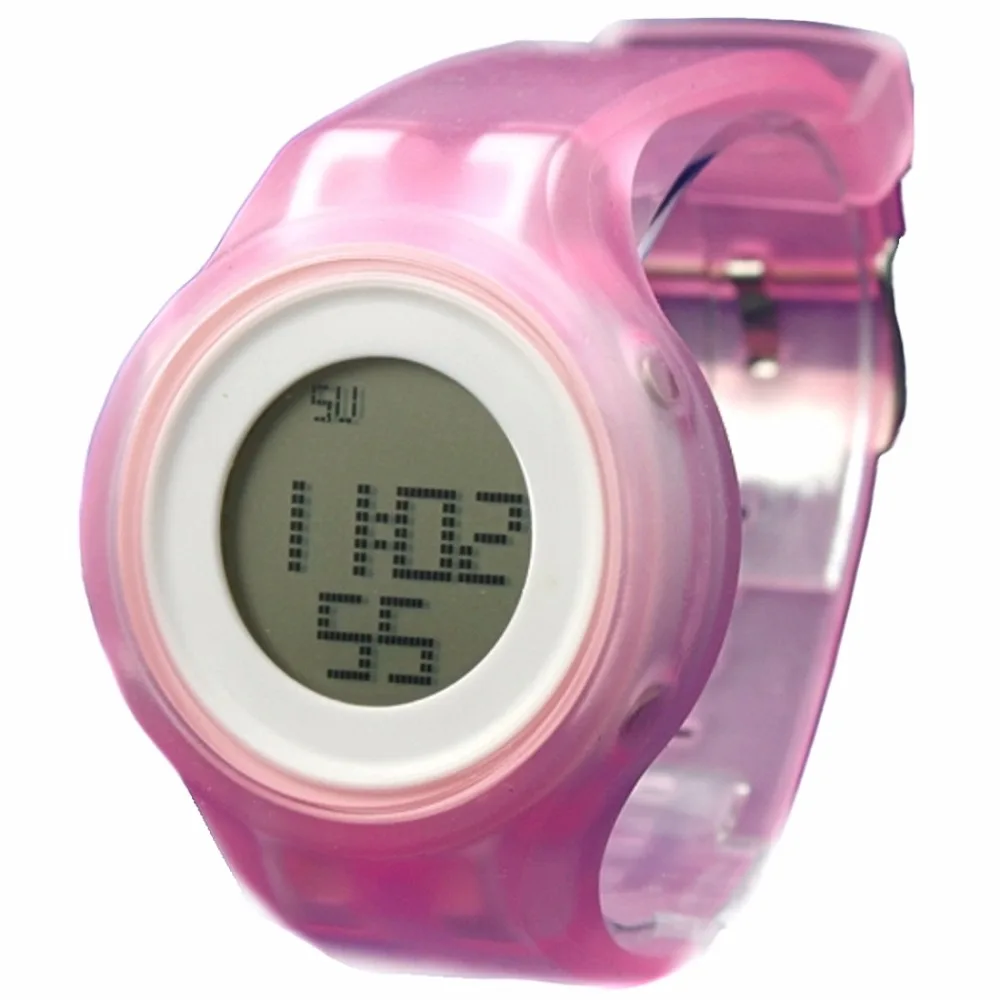 DW363A круглый белый будильник-наручные часы силиконовый розовый ремешок дамы для женщин цифровые часы