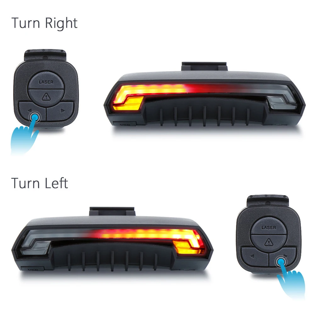 Велосипедный беспроводной задний светильник, велосипедный сигнал поворота, пульт дистанционного управления, светодиодный Предупреждение ющий задний светильник, USB заряжаемый с батареей
